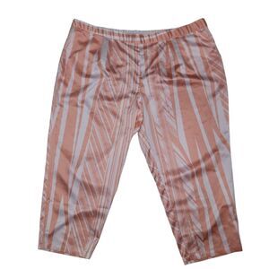 H by Halston Petite Plus Size Charmeuse Linear Print Satin Capri Pants 26wp
